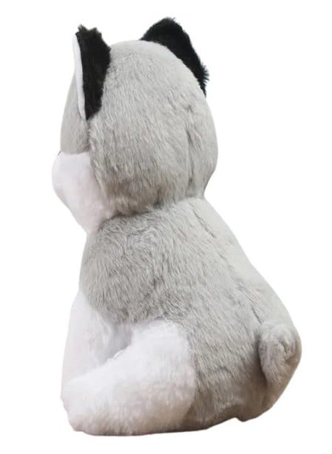 STRIDERS لعبة كلب فروي بالز الرمادي والأبيض القطيفة الناعمة - دمية جرو فائقة النعومة، هدية لطيفة ومحببة للأطفال | مثالية للعب والنوم والسفر والتجميع | الموديل ST-FP004 | 10 بوصة - Image 3